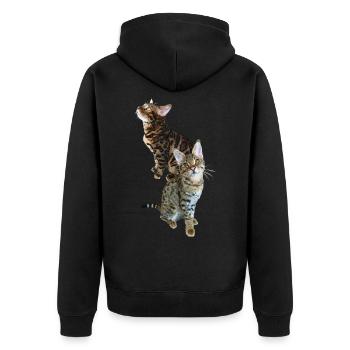 Tabby - Unisex Premium Organic Zip Hoodie - black - Back - Nico (187cm)