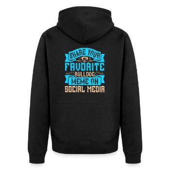 Partagez votre mème bouledogue préféré sur les réseaux sociaux - Veste à capuche bio Premium Unisexe - noir - Dos - Nico (187cm)