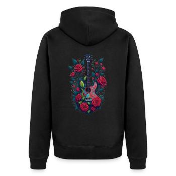 Gitarre&Rosen Illustration - Unisex Premium Bio Zip Hoodie - Schwarz - Hinten - Nico (187cm)