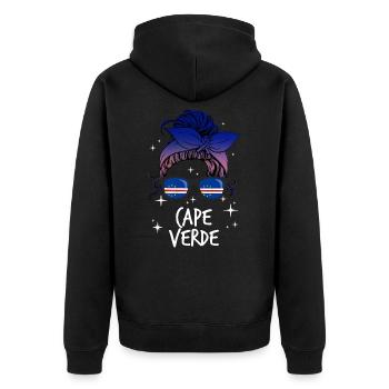Cape Verde - Unisex Premium Organic Zip Hoodie - black - Back - Nico (187cm)
