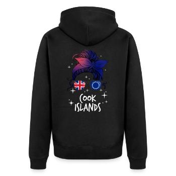 Cook Islands - Unisex Premium Organic Zip Hoodie - black - Back - Nico (187cm)