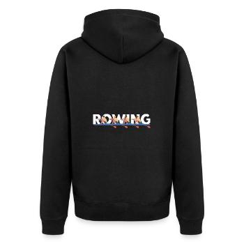 Rudern Herren Vierer ohne Steuermann - Unisex Premium Bio Zip Hoodie - Schwarz - Hinten - Nico (187cm)