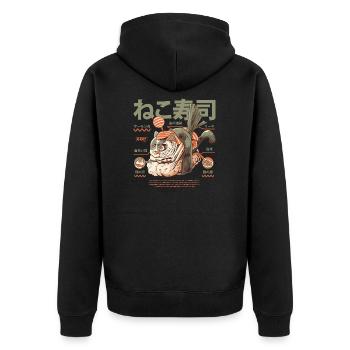 Neko Sushi Cat Fish - Unisex Premium Organic Zip Hoodie - black - Back - Nico (187cm)