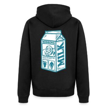 Lustige Vintage Fehlende Bigfoot Karton Milch - Unisex Premium Bio Zip Hoodie - Schwarz - Hinten - Nico (187cm)