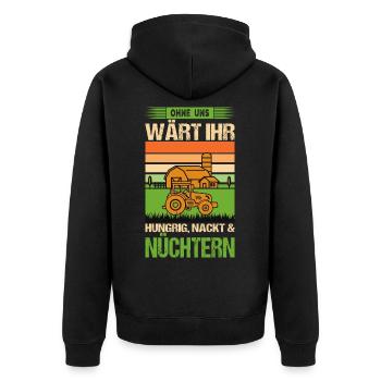 Bauern Protest Landwirt Demo Bauerndemo Traktor - Unisex Premium Bio Zip Hoodie - Schwarz - Hinten - Nico (187cm)