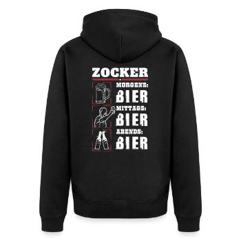 My daily routine as a gambler - Unisex Premium Organic Zip Hoodie - black - Back - Nico (187cm)