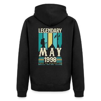 Mai 1998 Jubiläumsgeschenk, Jahrgang Mai 1998. - Unisex Premium Bio Zip Hoodie - Schwarz - Hinten - Nico (187cm)