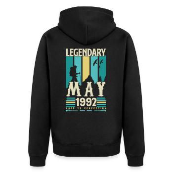 May 1992 Anniversary Gift, Vintage May 1992. - Unisex Premium Organic Zip Hoodie - black - Back - Nico (187cm)