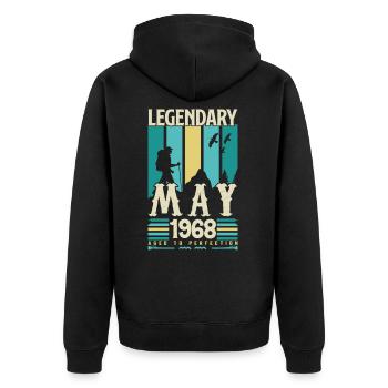 Mai 1968 Jubiläumsgeschenk, Jahrgang Mai 1968. - Unisex Premium Bio Zip Hoodie - Schwarz - Hinten - Nico (187cm)