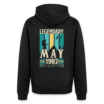 May 1982 Anniversary Gift, Vintage May 1982. - Unisex Premium Organic Zip Hoodie - black - Back - Nico (187cm)