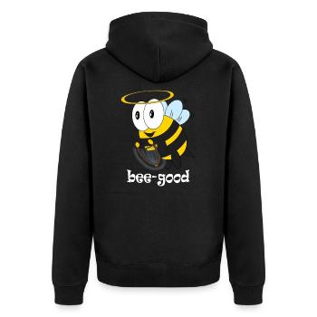 bee good - Unisex Premium Bio Zip Hoodie - Schwarz - Hinten - Nico (187cm)
