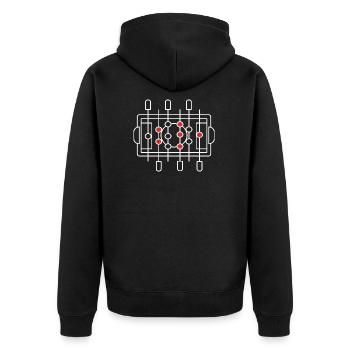 Tischfußball - Unisex Premium Bio Zip Hoodie - Schwarz - Hinten - Nico (187cm)