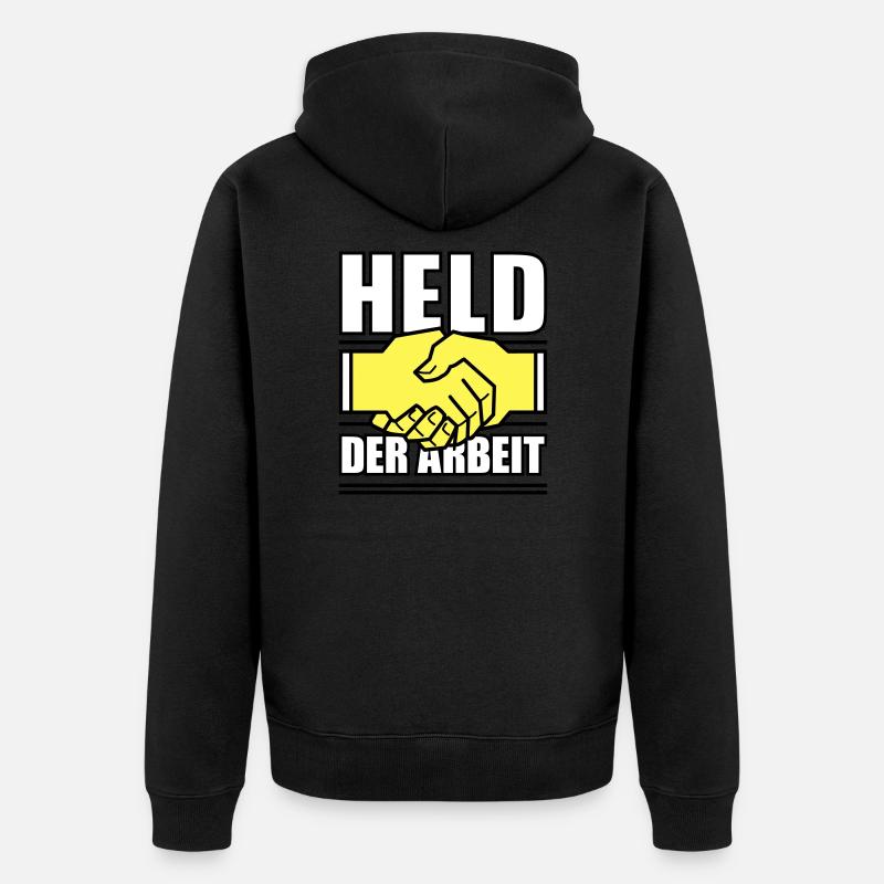 Held der Arbeit - Unisex Premium Bio Zip Hoodie - Schwarz