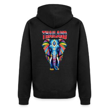 Colorful abstract elephant from Thailand - Unisex Premium Organic Zip Hoodie - black - Back - Nico (187cm)