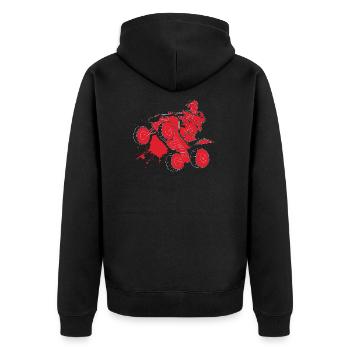 Quad - Unisex Premium Bio Zip Hoodie - Schwarz - Hinten - Nico (187cm)