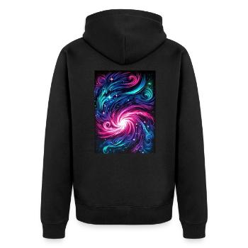Cosmic Connection: Stars and Dreams - Unisex Premium Organic Zip Hoodie - black - Back - Nico (187cm)