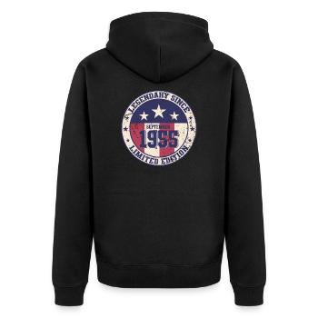 70. Geburtstag Legende September 1955 Jahrgang 55 - Unisex Premium Bio Zip Hoodie - Schwarz - Hinten - Nico (187cm)