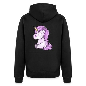 Cute pink unicorn foal - Unisex Premium Organic Zip Hoodie - black - Back - Nico (187cm)