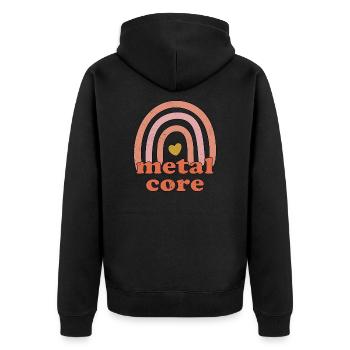 Lustiger Metalcore Sarkastischer Metal Metalhead - Unisex Premium Bio Zip Hoodie - Schwarz - Hinten - Nico (187cm)