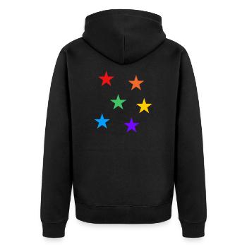 Sterne Regenbogen LGBTQ subtile Gay Pride - Unisex Premium Bio Zip Hoodie - Schwarz - Hinten - Nico (187cm)