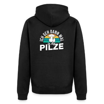 Pilz Pilzsammler Pilze - Unisex Premium Bio Zip Hoodie - Schwarz - Hinten - Nico (187cm)