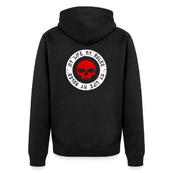 Ma vie - Mes règles - Veste à capuche bio Premium Unisexe - noir - Dos - Nico (187cm)