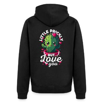 A little prickly but I love you - Cute cactus - Unisex Premium Organic Zip Hoodie - black - Back - Nico (187cm)