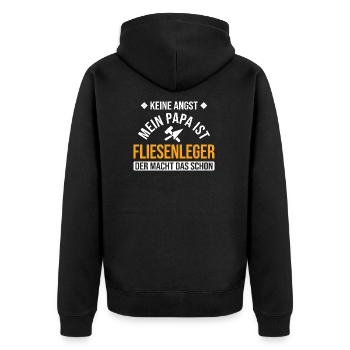 Fliesenleger Handwerker - Unisex Premium Bio Zip Hoodie - Schwarz - Hinten - Nico (187cm)