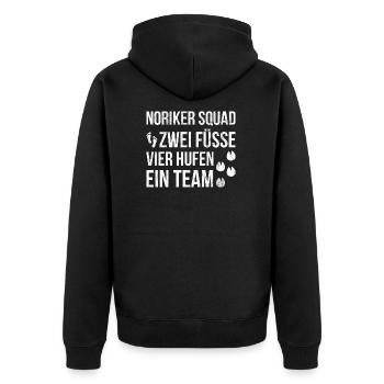 Pferd Noriker Pferde - Unisex Premium Bio Zip Hoodie - Schwarz - Hinten - Nico (187cm)