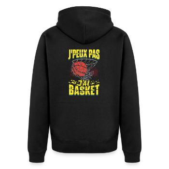 J'peux pas J'ai Basket, Basetball - Veste à capuche bio Premium Unisexe - noir - Dos - Nico (187cm)