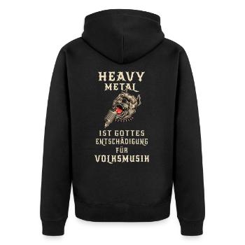 Heavy Metal Music - Unisex Premium Bio Zip Hoodie - Schwarz - Hinten - Nico (187cm)