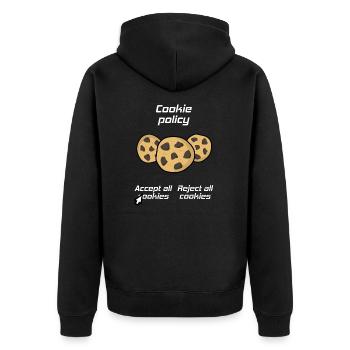 Cookie Policy, Accept Cookies Joke - Unisex Premium Organic Zip Hoodie - black - Back - Nico (187cm)