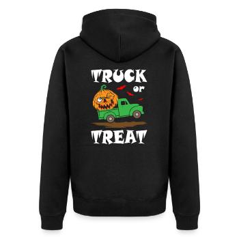 Truck or Treat Halloween - Unisex Premium Bio Zip Hoodie - Schwarz - Hinten - Nico (187cm)