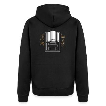 Orgel - Unisex Premium Bio Zip Hoodie - Schwarz - Hinten - Nico (187cm)