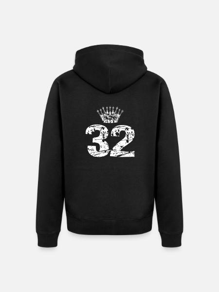 32 Couronne numérique - Veste à capuche bio Premium Unisexe - noir