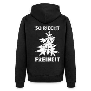 Cannabis Freedom - Unisex Premium Organic Zip Hoodie - black - Back - Nico (187cm)
