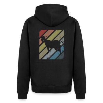 Ziege - Unisex Premium Bio Zip Hoodie - Schwarz - Hinten - Nico (187cm)