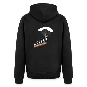 Evolution Vintage Retro Skydiver Skydiver Skydiving - Unisex Premium Organic Zip Hoodie - black - Back - Nico (187cm)