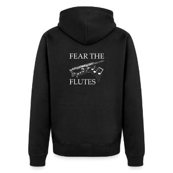 Fear The Flute Geschenk Querflöte - Unisex Premium Bio Zip Hoodie - Schwarz - Hinten - Nico (187cm)