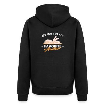 My Wife Is My Favorite Author - Unisex Premium Bio Zip Hoodie - Schwarz - Hinten - Nico (187cm)