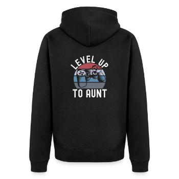Aunt - Unisex Premium Organic Zip Hoodie - black - Back - Nico (187cm)