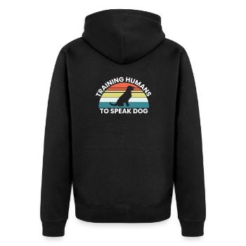 Training Humans To Speak Dog - Unisex Premium Organic Zip Hoodie - black - Back - Nico (187cm)