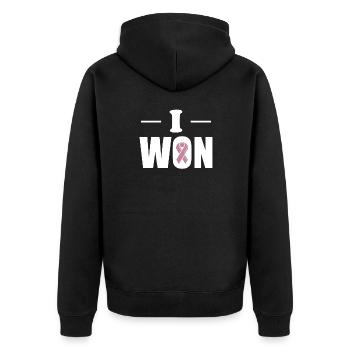 I Won Gift Cancer World Cancer Day - Unisex Premium Organic Zip Hoodie - black - Back - Nico (187cm)