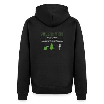Stupid Tree Definition Gift Disc Golf Player - Unisex Premium Organic Zip Hoodie - black - Back - Nico (187cm)