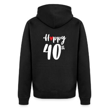 Happy 40th Birthday Geschenk 40. Geburtstag - Unisex Premium Bio Zip Hoodie - Schwarz - Hinten - Nico (187cm)