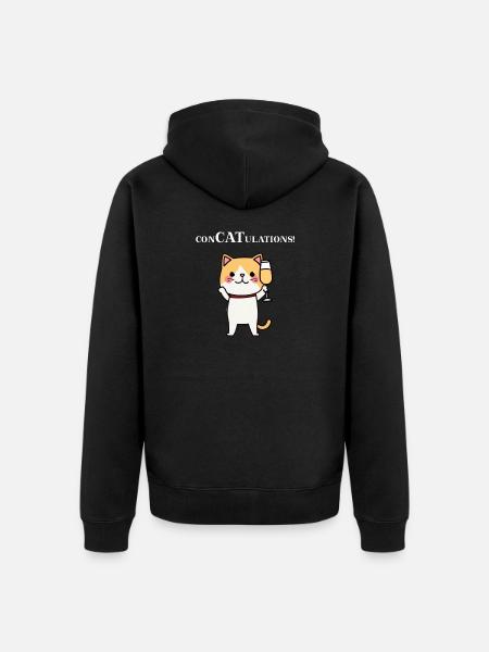 Cat gratulerer søt champagneglass morsom gaveide - Premium økologisk unisex-hettejakke - svart