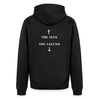 The Man, The Legend - lustige Geschenkidee - Humor - Unisex Premium Bio Zip Hoodie - Schwarz - Hinten - Nico (187cm)