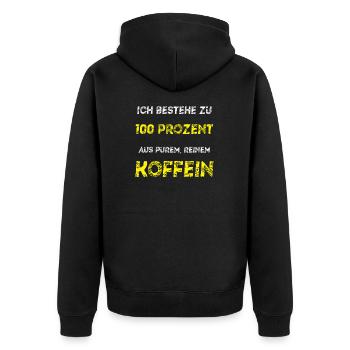 Caffeine Coffee Gift Idea Caffeineholic - Unisex Premium Organic Zip Hoodie - black - Back - Nico (187cm)