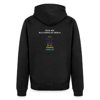 Farben des Regenbogen Geschenkidee lustig witzig - Unisex Premium Bio Zip Hoodie - Schwarz - Hinten - Nico (187cm)