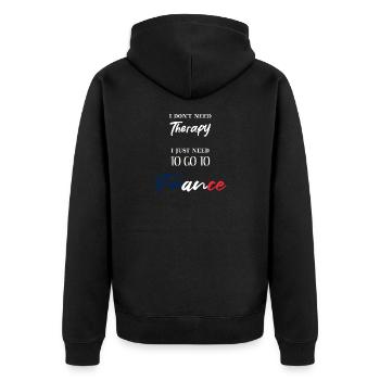 Frankreich France lustige Geschenkidee Therapie - Unisex Premium Bio Zip Hoodie - Schwarz - Hinten - Nico (187cm)